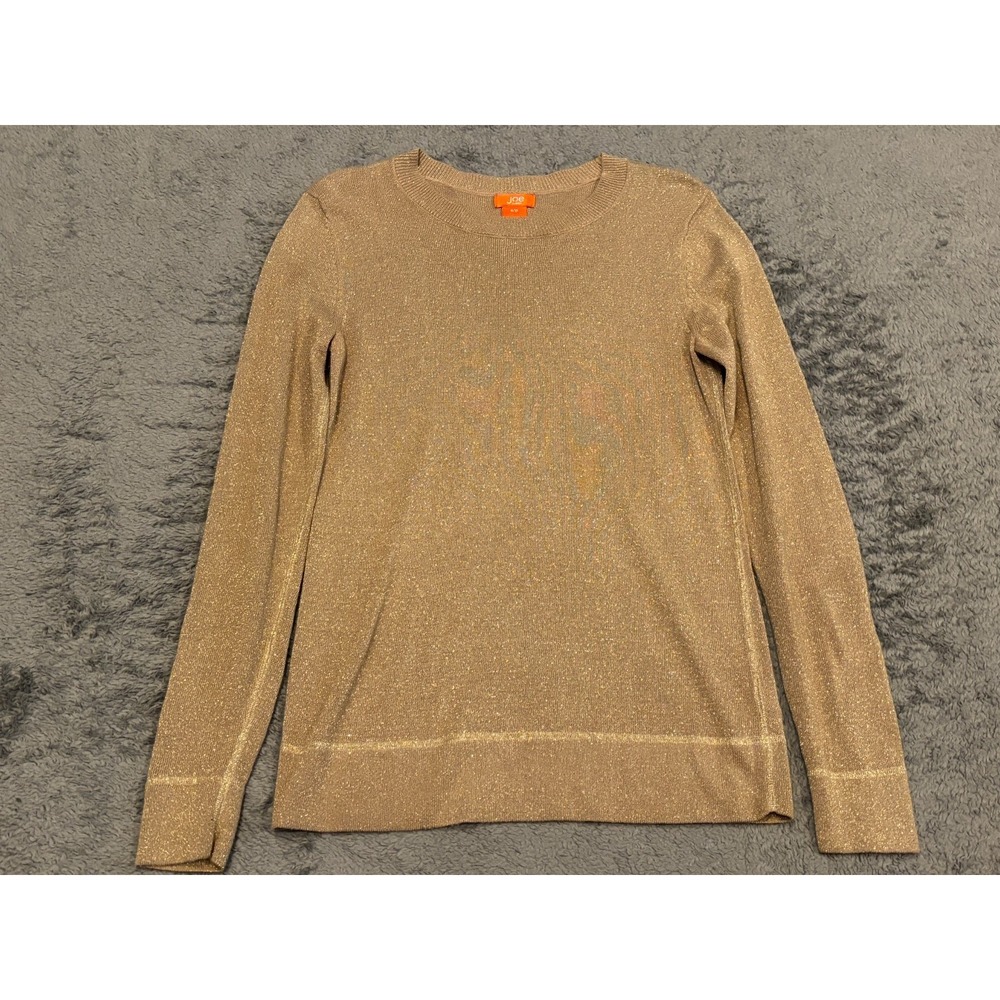 Joe Fresh Sweater Womens Small Gold Shimmer Long Sleeve Pullover Crew Neck Top